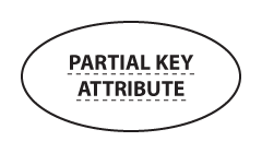 Attributes in Chen ERD notation: partial key attribute