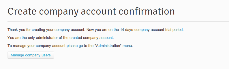 Company account confirmation