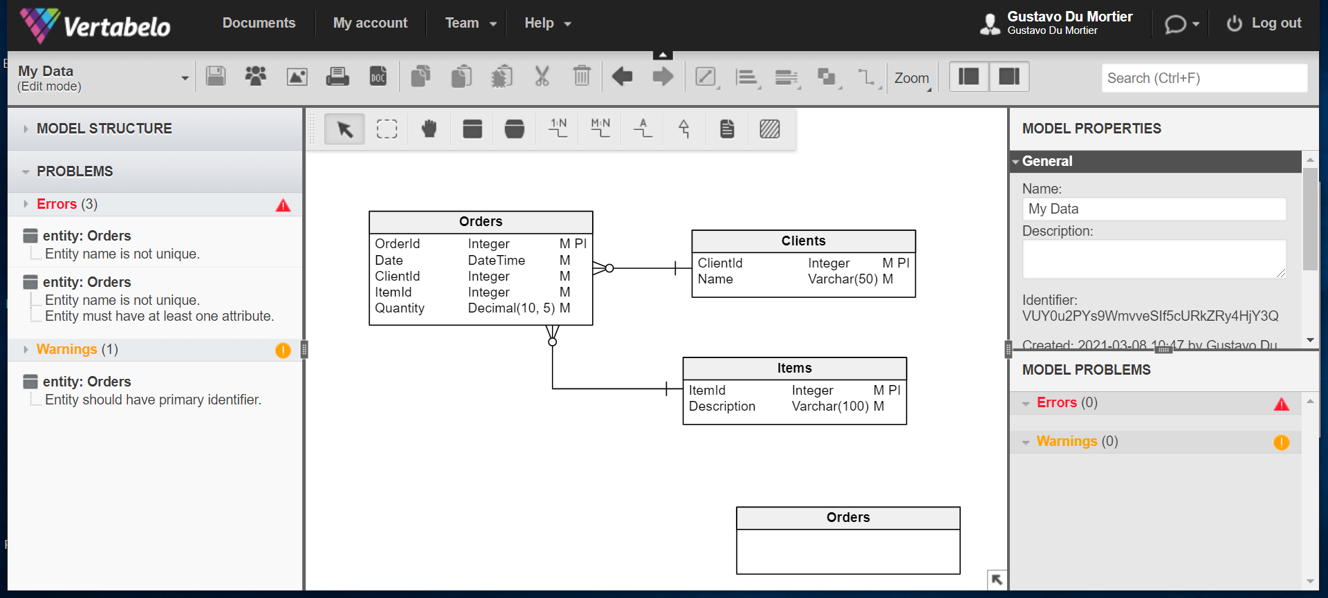 Vertabelo Feature: Live Model Validation | Vertabelo Database Modeler