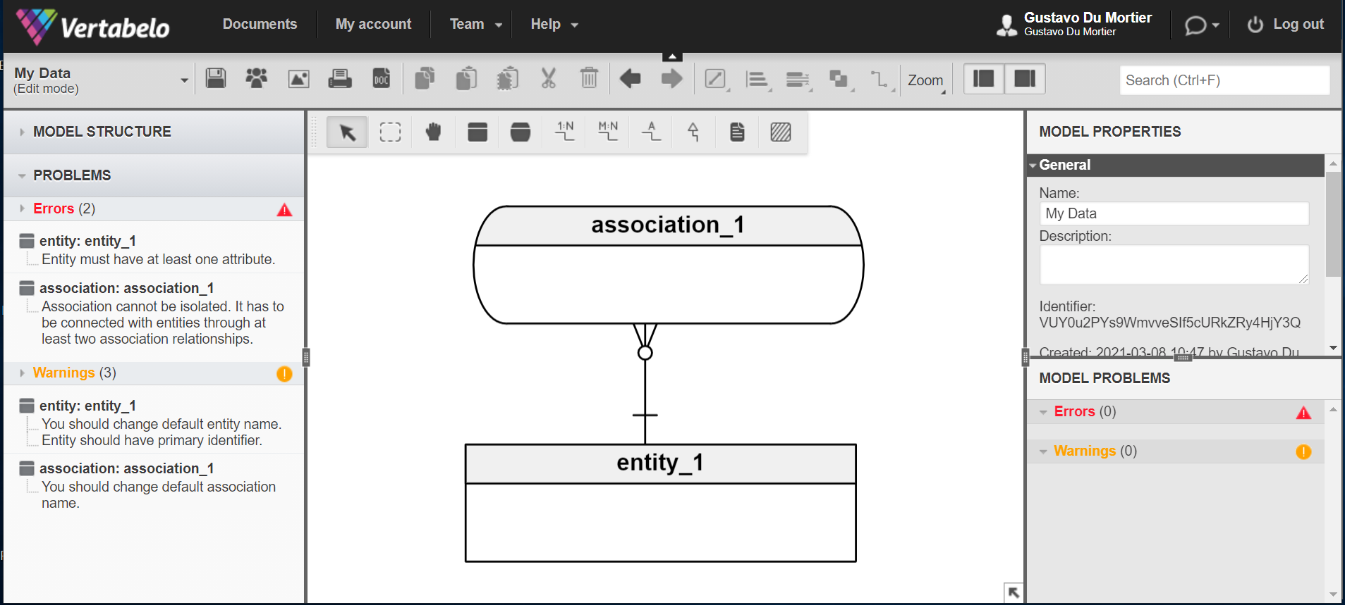 Vertabelo Feature: Live Model Validation | Vertabelo Database Modeler