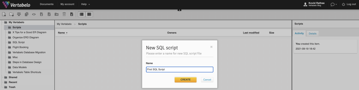 How to Create a SQL Script in Vertabelo