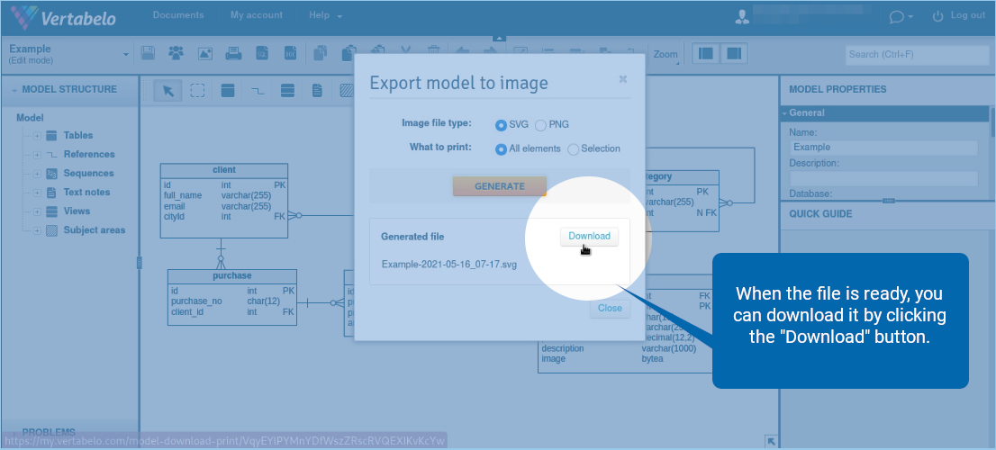 How to Export Your Vertabelo Model as an Image