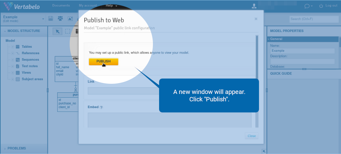 How to Publish Your Vertabelo Model on the Web