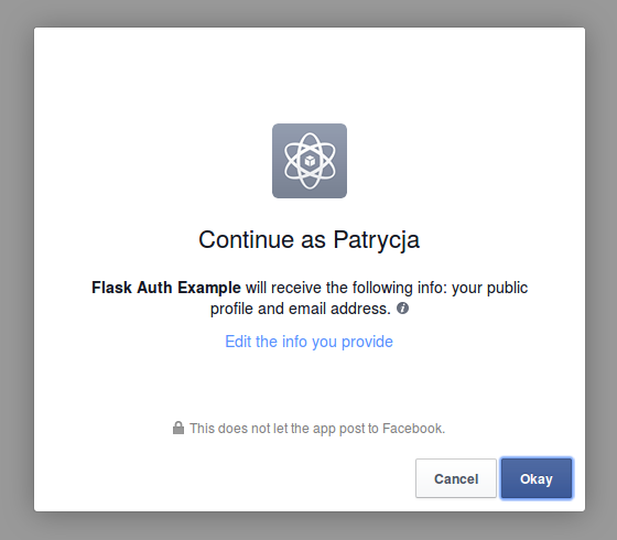 User authorizes the application's access to their Facebook account