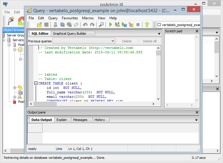 pgAdmin - SQL editor